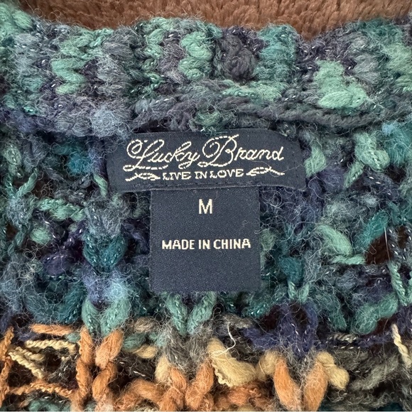 Lucky Brand Sweater Cardigan Women Size Medium Fringe Long Sleeve Boho - Picture 8 of 14